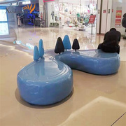 玻璃钢座椅卡通动物，坐凳户外雕塑花盆休闲椅儿童，商场美陈休息长椅