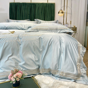 欧式冰丝四件套夏季裸睡仿真丝夏天床上用品被单床单被套丝滑春季