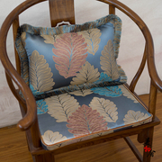 蓝色欧式树叶椅子坐垫防滑布艺，欧式餐椅垫餐桌，椅子垫凳子座垫