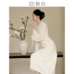 shibai拾白新中式连衣裙国风女装，秋季丝绒日常通勤改良旗袍年轻款