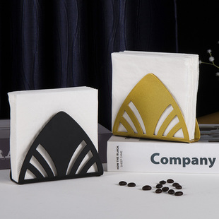 定制树叶金色纸巾架餐厅创意镂空不锈钢三角形立式纸巾座可做logo
