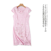 缎面旗袍夏季新女装(新女装，)气质中式改良款，重磅刺绣短款礼服旗袍24834