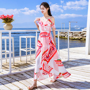 2019夏季超仙雪纺吊带连衣裙，长裙显瘦海南三亚沙滩裙海边度假
