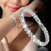 欧美罗马手链女锆石水晶个性小众手镯环镶钻时尚饰品满钻新潮