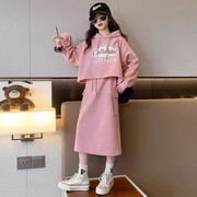 女童卫衣套装春秋装2023韩版女大童洋气时尚儿童装网红套裙子