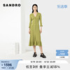 sandrooutlet春秋女装薄荷，曼波绿色收腰针织连衣裙长裙sfpro02997