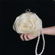 复古珍珠晚宴包花朵(包花朵，)手拿女包旗袍仙，女包纯色玫瑰手提包手拎小包