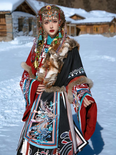 阿藏民族风藏风汉服汉，元素藏袍旅拍服饰女藏族服装秋冬款