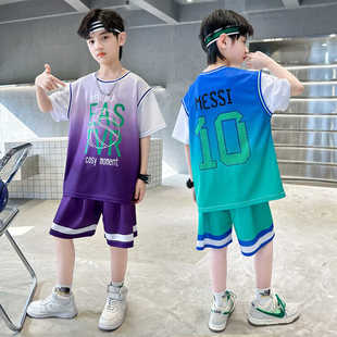 儿童篮球服夏季套装梅西10号球衣，男童中大童运动速干短袖时尚童装