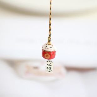 民族风红色陶瓷招财猫，包挂学生宿舍钥匙，挂饰可爱情侣小礼物饰品49