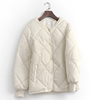 x668纯色绗缝圆领单排扣外套冬季2023长袖，百搭减龄女棉衣棉服