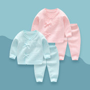 婴儿毛衣套装早春棉线衣，新生儿初生宝宝针织春秋，纯棉满月开衫外套