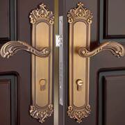 欧式室内卧室门锁三件套 对开门锁双开大门锁木门锁把手静音门锁