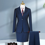 西服套装女职业装宝蓝色上衣外套正装时尚气质商务裙工作服WY3002