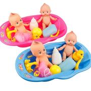 宝宝洗澡娃娃浴盆娃娃戏水玩具组合小浴盆儿童仿真过家家玩具女*