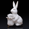 l陶瓷十二生肖大号兔摆件，瓷器招财兔子一对风水，家居装饰品白兔摆