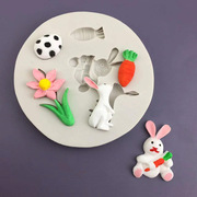烘焙工具兔子花朵胡萝卜，卡通果冻模布丁翻糖蛋糕，装饰巧克力硅胶模