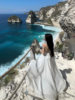 巴厘岛旅行拍照沙滩裙仙女海边度假白色飘逸大裙摆露背挂脖连衣裙
