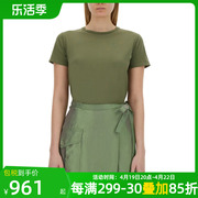 ASPESI女士时尚休闲夏季棉质修身短袖T恤军绿色SS24