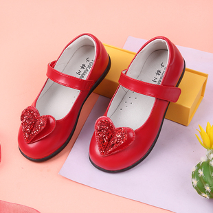 小林川子红色小皮鞋，女童2024春季儿童公主，鞋宝宝软底女孩单鞋