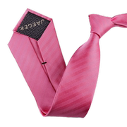 出口外贸尖货英国真丝男士商务正装结婚7.5CM蚕丝领带粉红暗条纹
