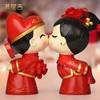 情侣亲嘴结婚娃娃摆件，陶瓷金童接吻套餐，中式2022一对中