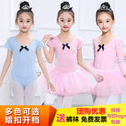 儿童舞蹈服春夏季女孩考级中国舞形体芭蕾舞分体蓬蓬裙长袖练功服