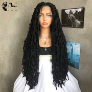 全蕾丝蝴蝶曲长款小辫脏辫假发头套Butterfly locs full lace wig