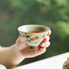 纯手绘柿子斗笠杯家用创意茶杯陶瓷功夫品茗杯单个杯喝茶杯品茶杯