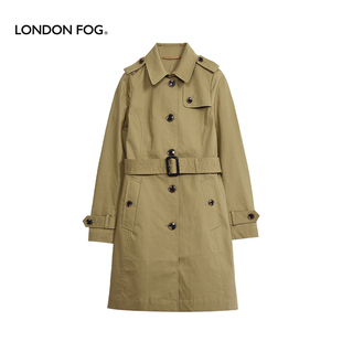 伦敦雾春季经典款休闲气质英伦风长款单排纯棉通勤风衣外套女