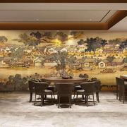中式清明上河图壁画电视背景墙壁纸，客厅古典大气，大型立体自粘墙贴