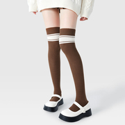棕色袜子女学院风日系学生甜美长筒袜秋冬保暖护膝防下滑过膝袜棉