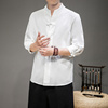 夏季中国风亚麻衬衫中式唐装汉服，短袖衬衣复古风，男装七分袖上衣服