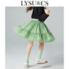 LYSUCS2024春夏装女童绿色半身裙tutu裙公主蓬蓬裙闪光网纱短裙子