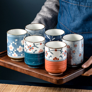 日式和风陶瓷茶杯手绘复古酒杯，小茶杯喝茶彩绘水杯杯子围炉煮茶
