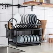 创意黑色太空铝家用台面餐具置物架，厨房碗碟沥水架简约双层收纳b
