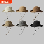 四季纯色速干渔夫帽防紫外线遮阳帽男女，户外薄款西部牛仔登山帽子