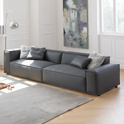 意式极简硅胶皮沙发北欧现代简约真皮沙发，方块沙发豆腐块直排沙发