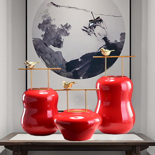 新中式陶瓷花瓶摆件客厅，插花欧式现代简约电视柜，样板房家具装饰品