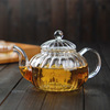 耐热茶具玻璃花草茶壶过滤泡，茶壶冲茶器南瓜条纹家用水果单壶日式