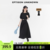 eptison连衣裙女2024夏季高级感小黑裙，气质泡泡袖套装长裙子