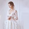 花枝奢华韩式新娘头纱超长蕾丝长拖尾婚纱软头纱带发梳