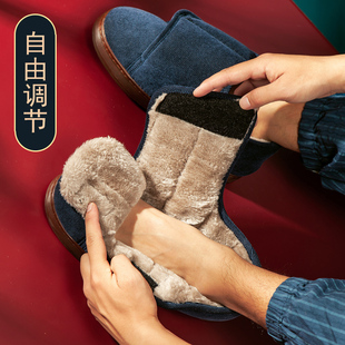 秋冬中老年人专用棉拖鞋，男女加绒高包跟保暖牛筋，厚底防滑居家棉鞋