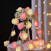 玫瑰花小彩灯串串灯室内求婚氛围，灯生日场景布置少女房间卧室装饰