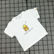 童装小黄鸭纯棉卡通字母熟睡的小鸭子休闲短袖T恤