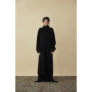 Elywood黑色高领大衣高级感宽松外套原创小众设计23年秋冬