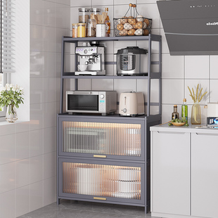 微波炉烤箱置物架厨房落地收纳支架，多层家用多功能储物货架橱柜子