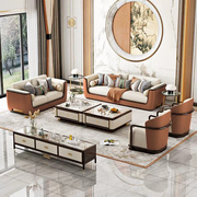 新中式实木沙发组合现代中式乌金木客厅大小户型，轻奢别墅真皮家具