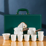 羊脂玉白瓷功夫茶具家用高档茶壶陶瓷盖碗茶杯套装礼盒装