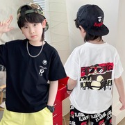 夏季日系男童潮牌童装猴子印花纯棉中大童半袖男童短袖T恤衫